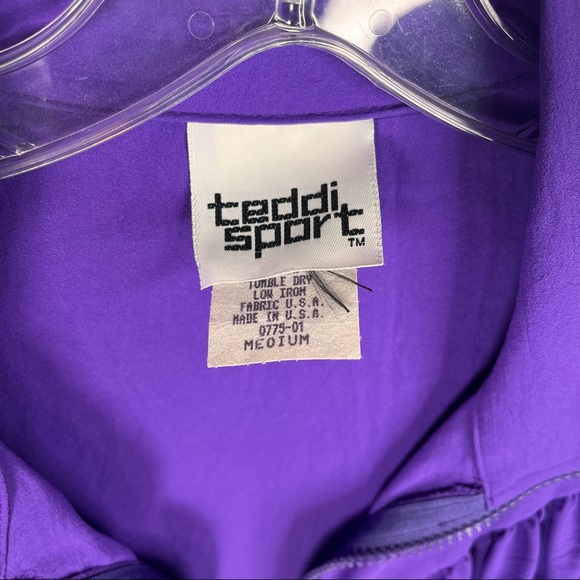 Vintage Teddi Sport Purple Lightweight Jacket Shoulder Pads NWT Sz M - Picture 5 of 12